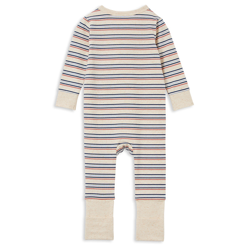 Milky Zip Romper Natural Stripe