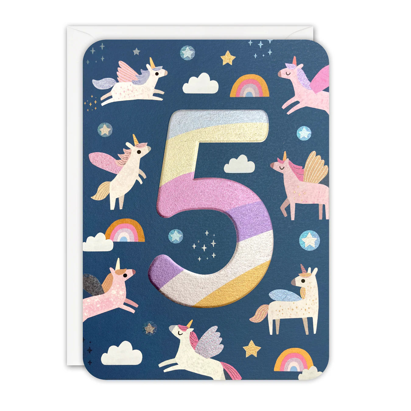 James Ellis Happy Birthday Card Age 5 Unicorns