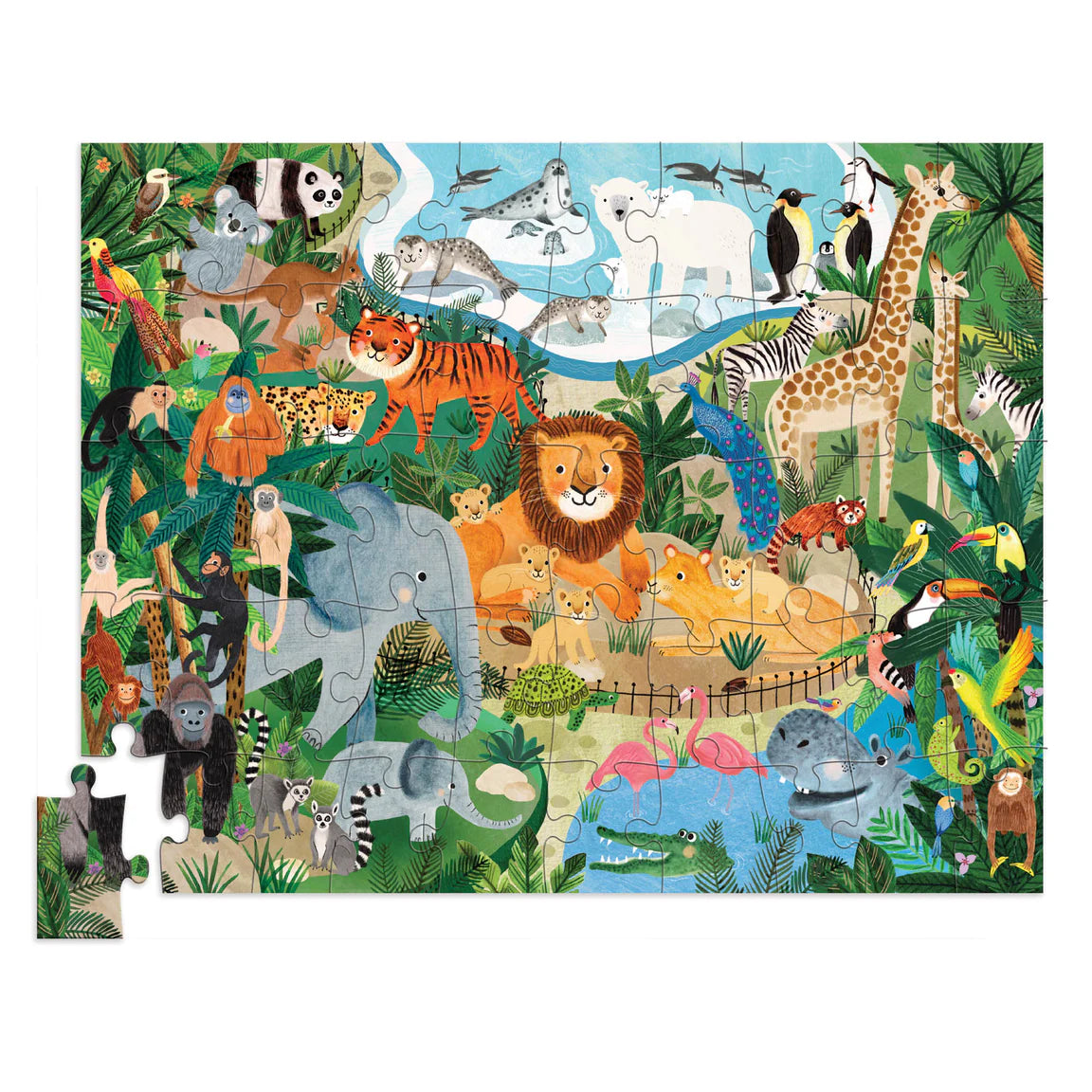 Crocodile Creek Puzzle Flat House 50pc Zoo - Chalk