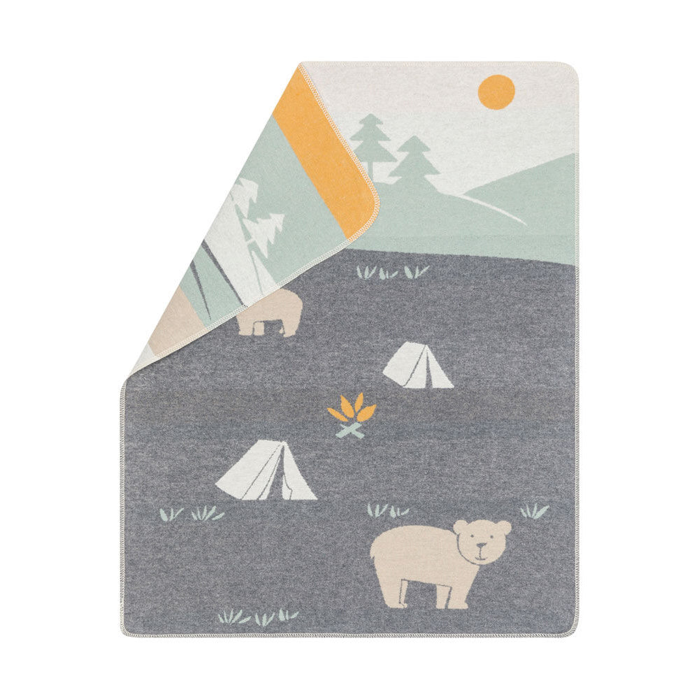 David Fussenegger Blanket Grey Camping Bears