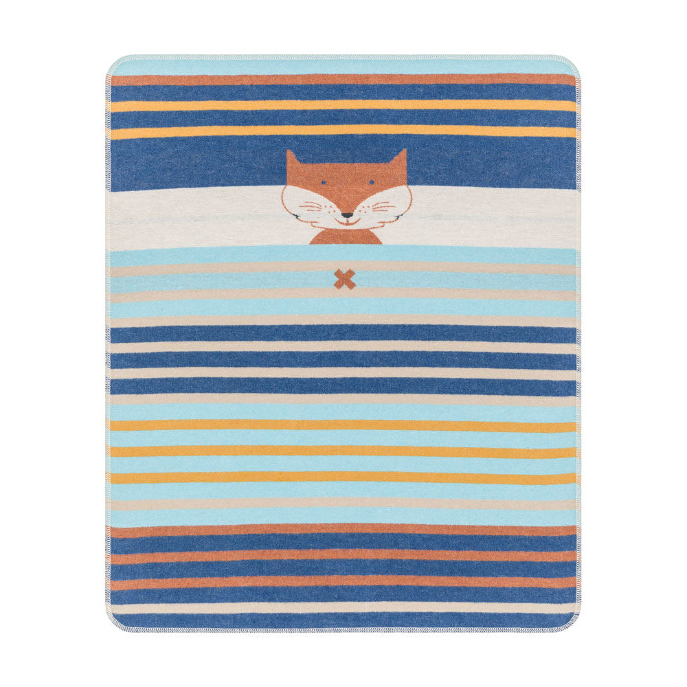 David Fussenegger Blanket Navy Fox And Stripes