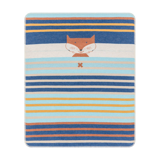 David Fussenegger Blanket Navy Fox And Stripes