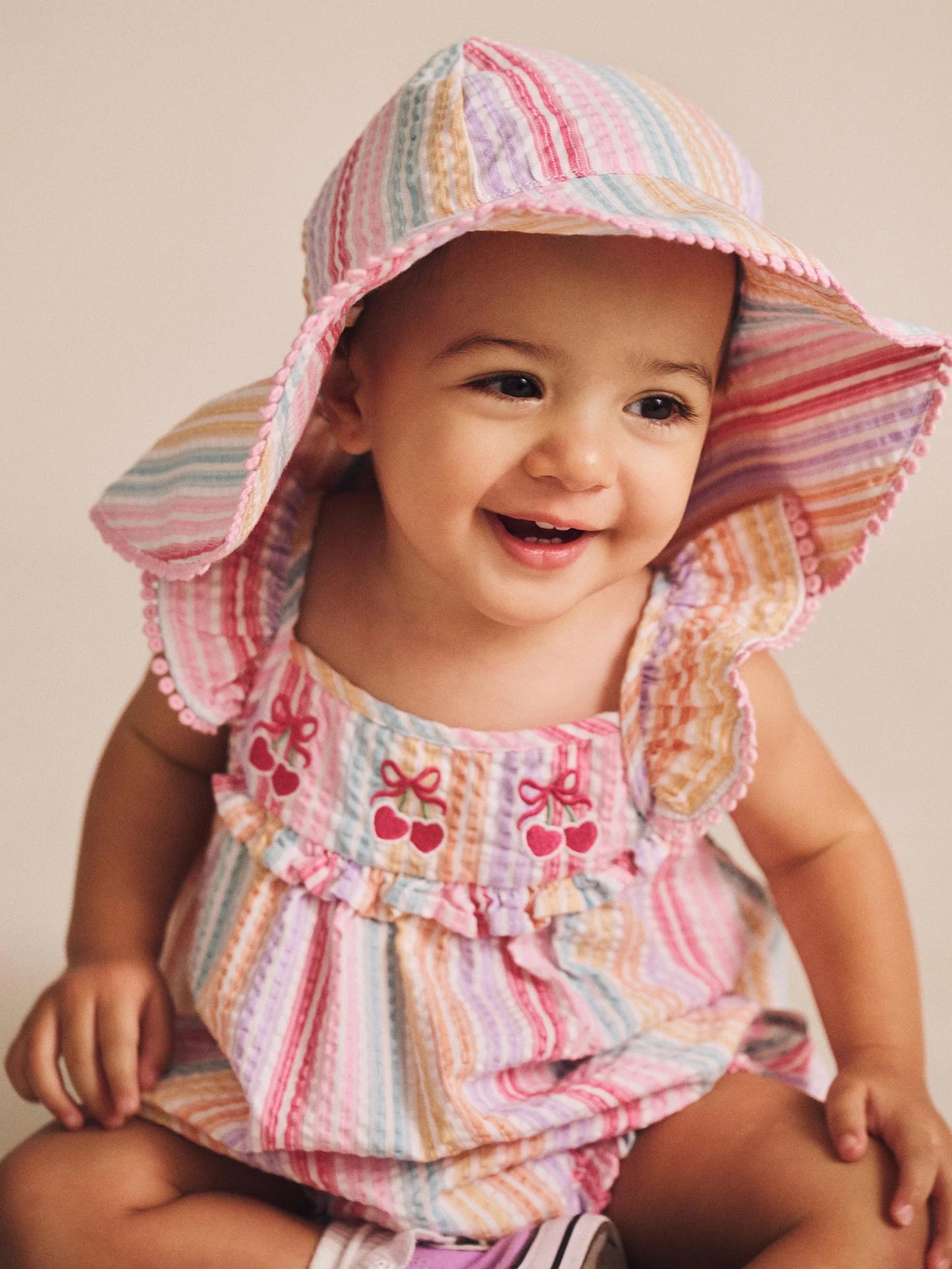 Hux Frill Playsuit Rainbow Stripe