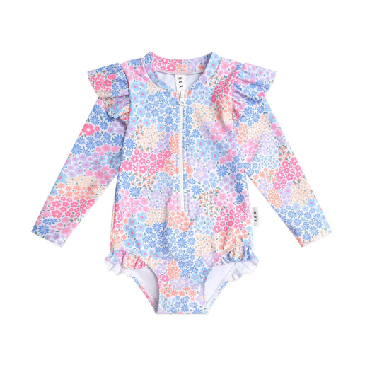 Huxbaby Frill Swimsuit Floral Bloom