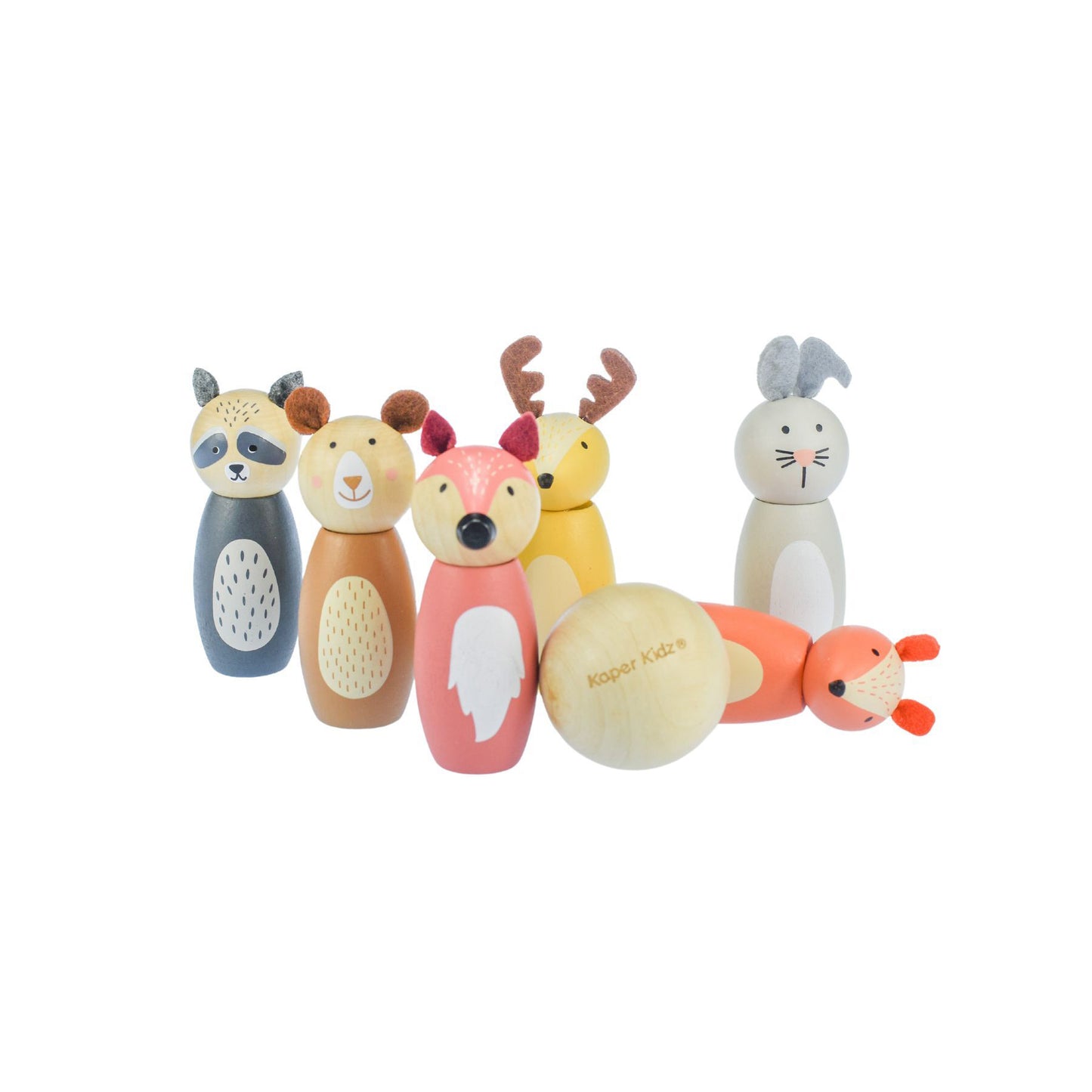 Kaper Kidz Wooden Animal Skittles Bowling