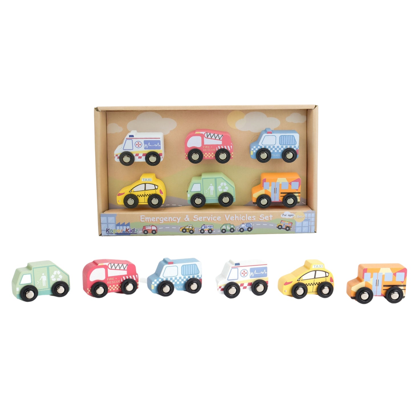 Kaper Kidz Wooden Emergency Vehicles Set