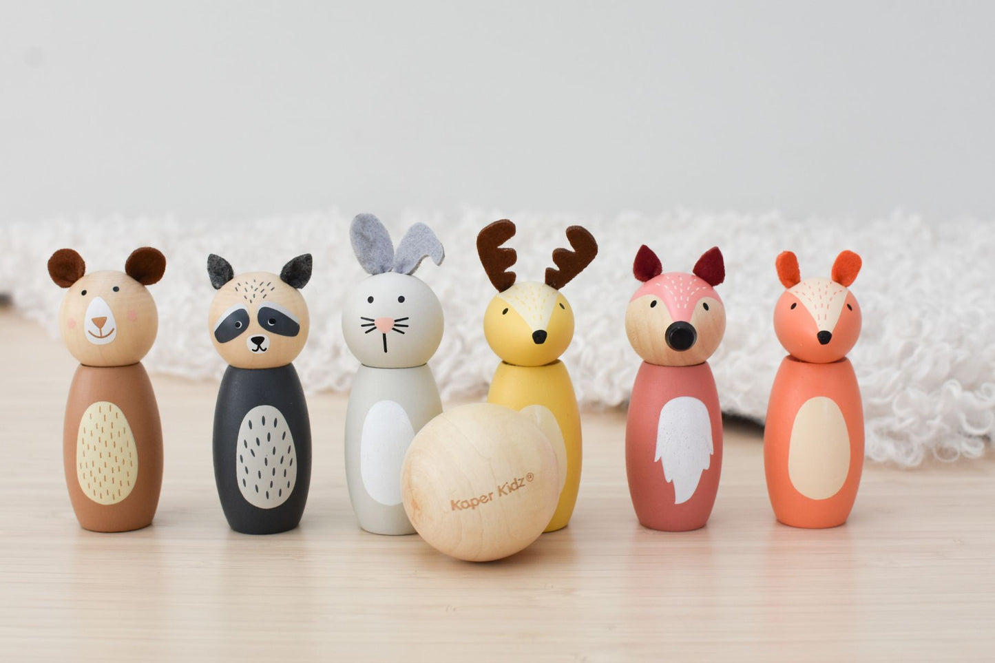 Kaper Kidz Wooden Animal Skittles Bowling