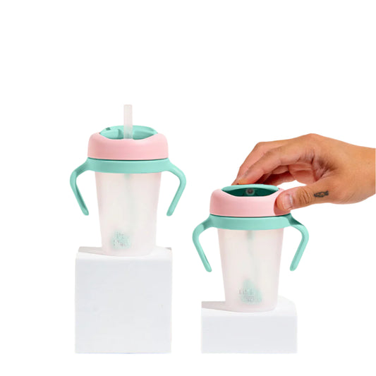 Little Stackers Sippy Cup Twin Pack Pink Aqua