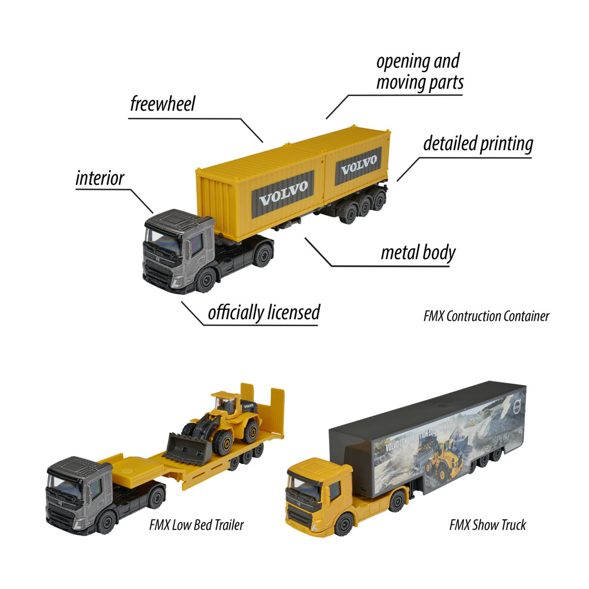 Majorette Volvo Transporter FMX Low Bed Trailer