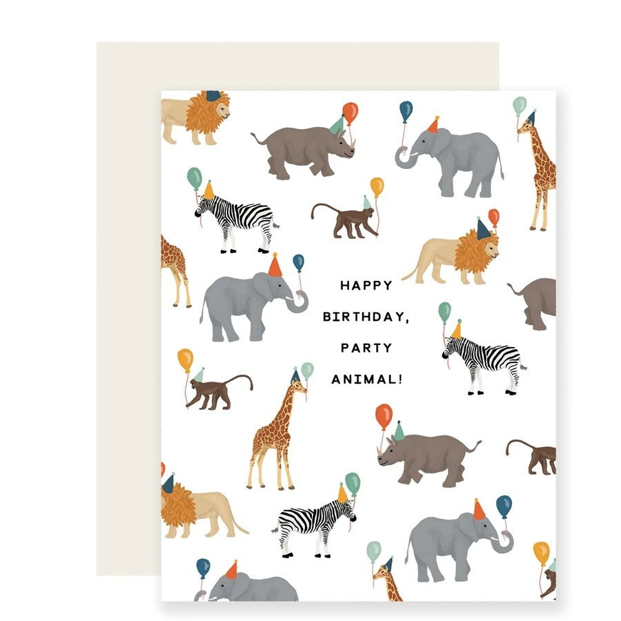 Slightly Card Birthday Party Animal