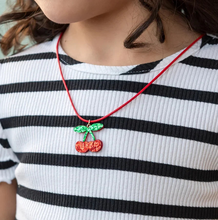 Rex London Cherry Glitter Necklace
