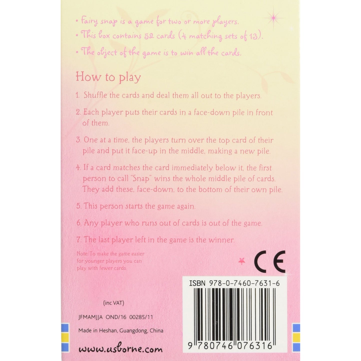 Usborne Snap Card Game Fairy