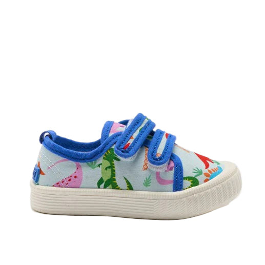 Colorful children's sneaker with floral pattern on a white background