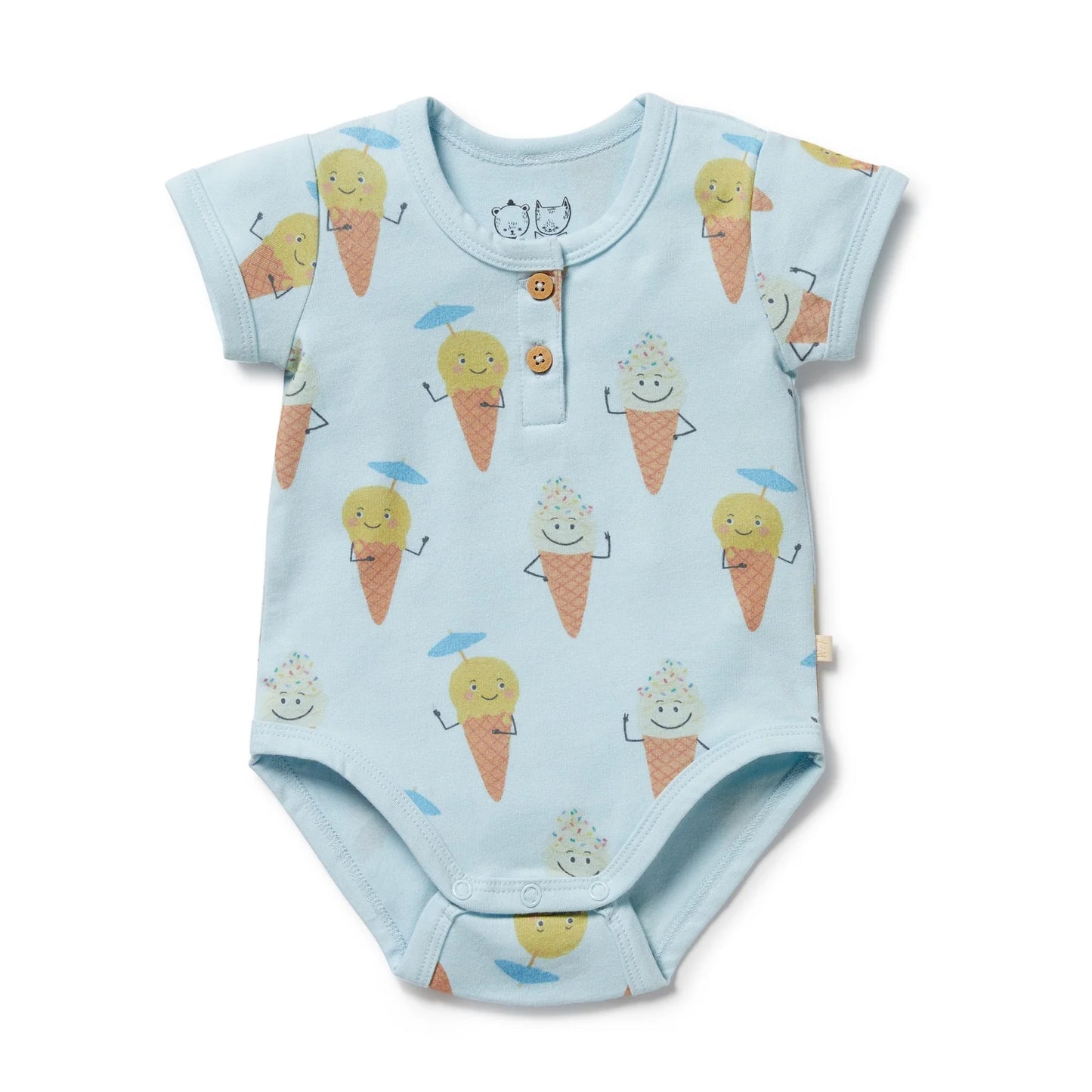Wilson + Frenchy Organic Henley Bodysuit Frosty Friends