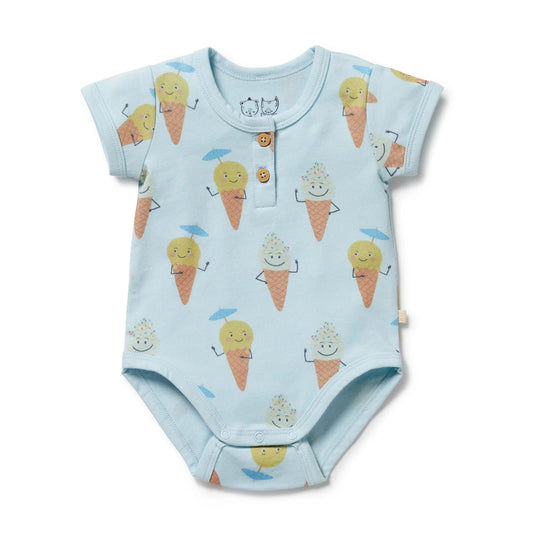 Wilson + Frenchy Organic Henley Bodysuit Frosty Friends