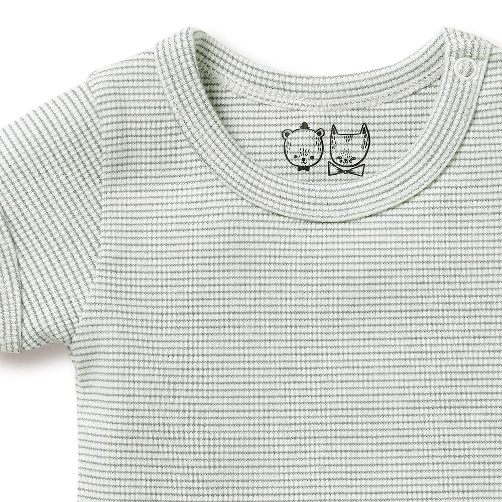 Wilson + Frenchy Organic Stripe Rib Bodysuit Fern