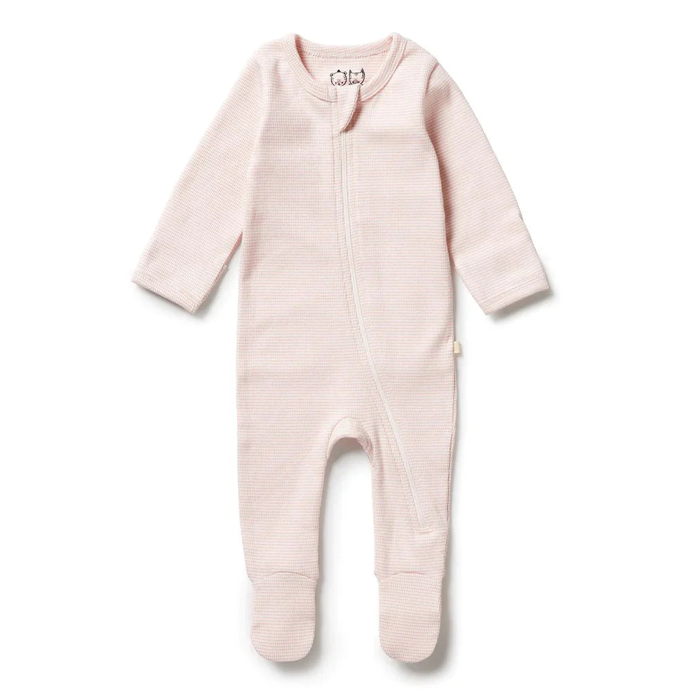 Wilson + Frenchy Organic Zipsuit Stripe Cantaloupe