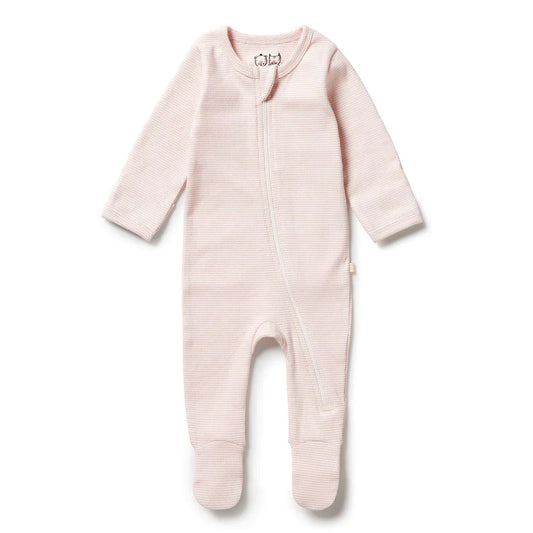 Wilson + Frenchy Organic Zipsuit Stripe Cantaloupe