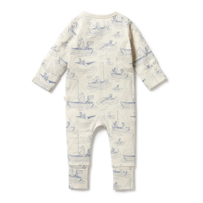 Wilson + Frenchy Organic Zipsuit With Feet Sail Away
