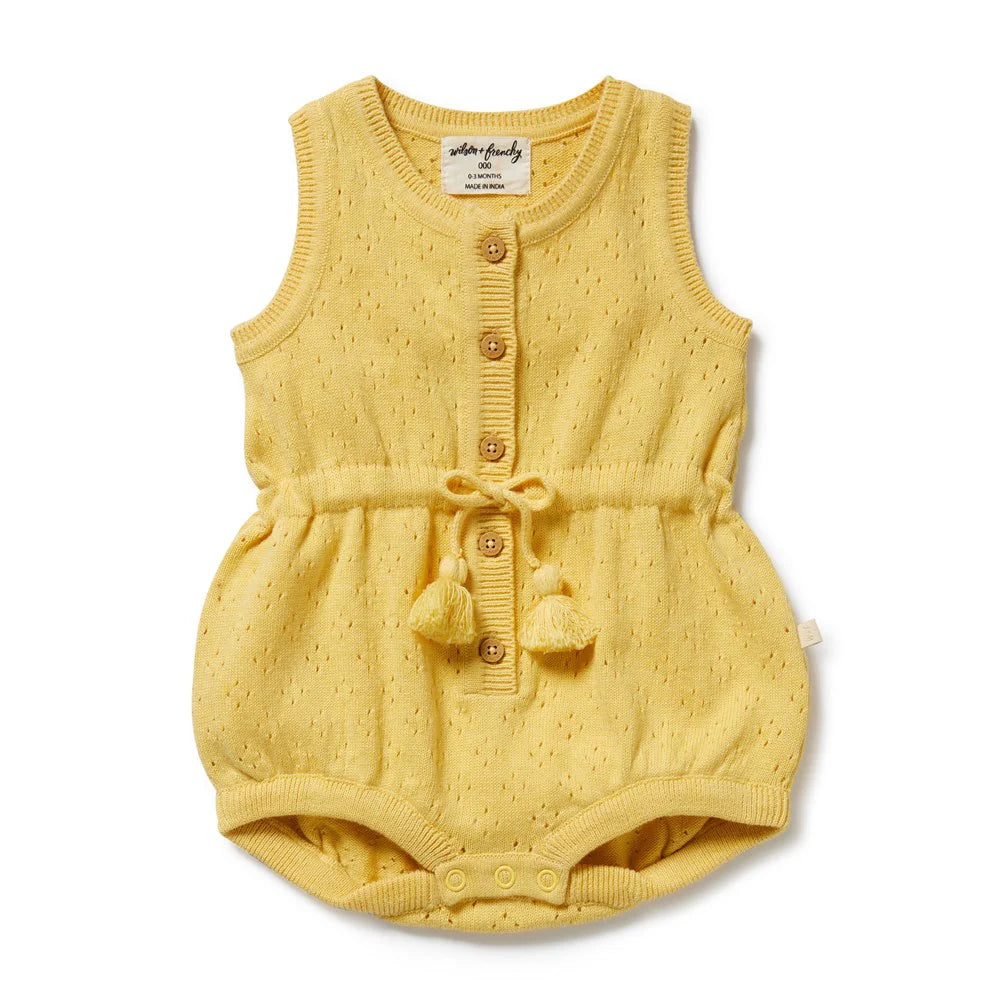 Wilson + Frenchy Organic Knitted Tie Bodysuit Sunny Sorbet