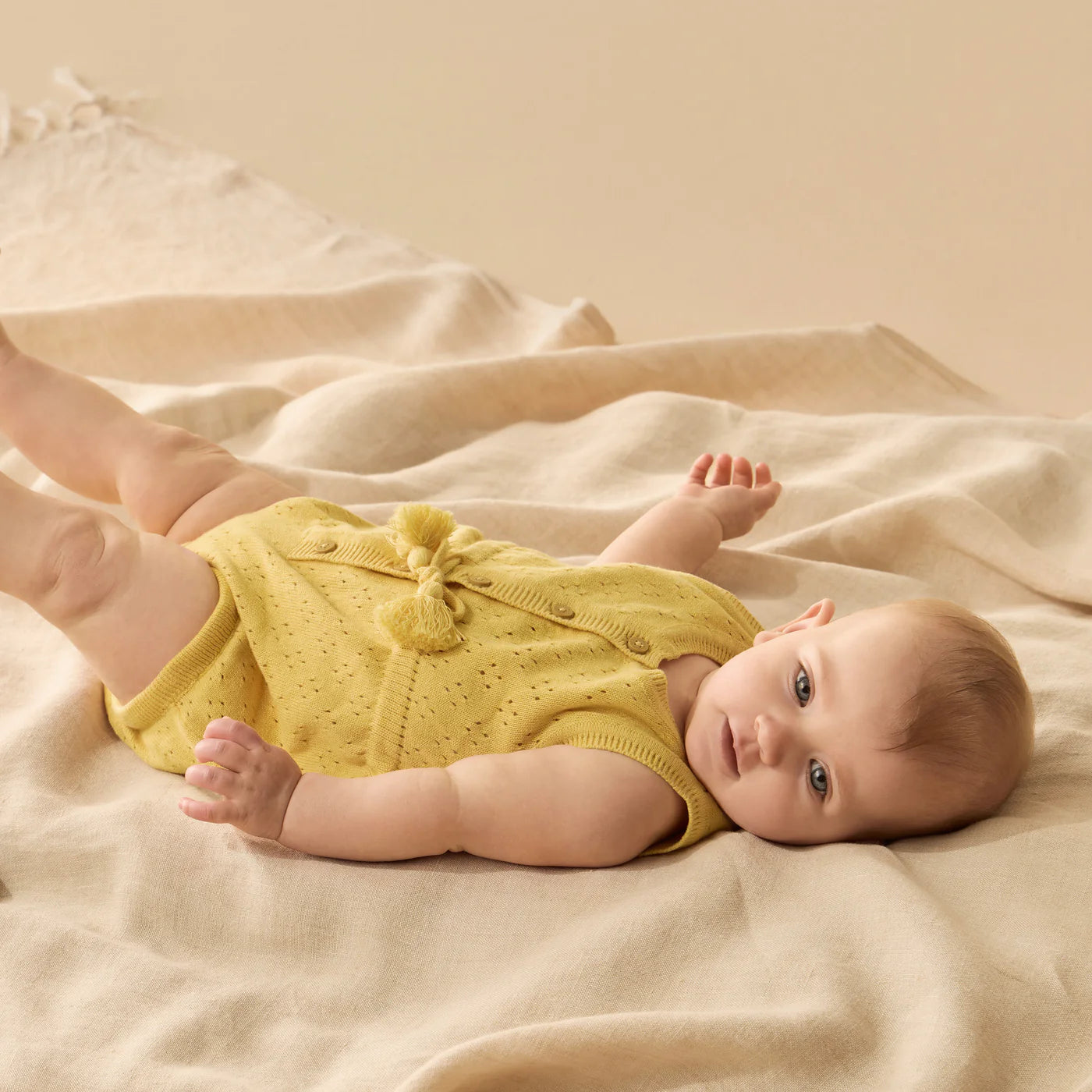 Wilson + Frenchy Organic Knitted Tie Bodysuit Sunny Sorbet