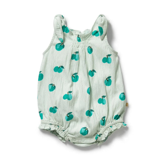Wilson + Frenchy Organic Tie Playsuit Apple Papple
