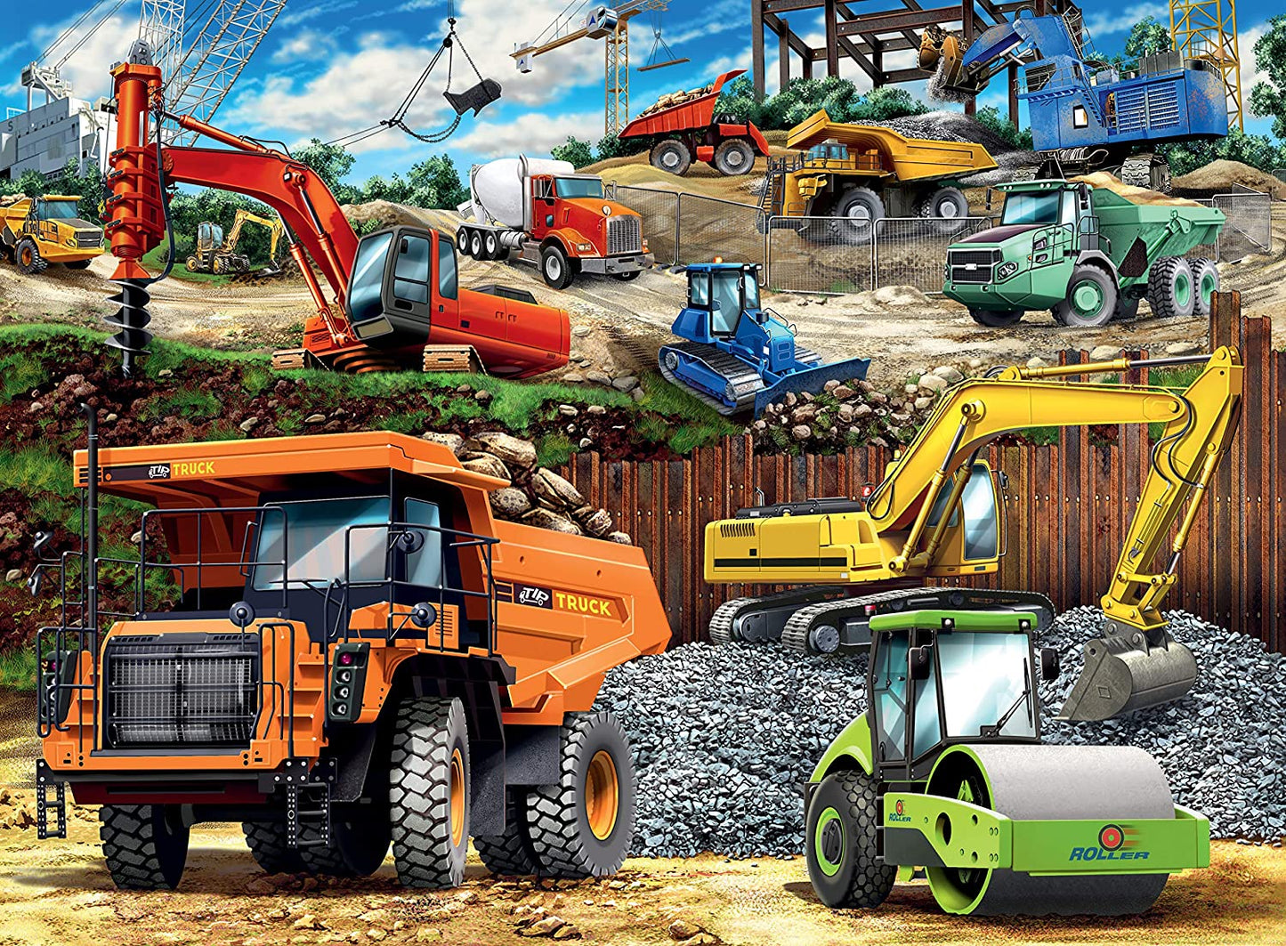 Ravensburger Puzzle 100Pc Construction Vehicles - Chalk