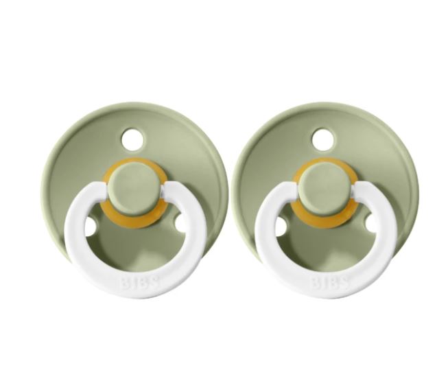 Bibs Dummies Size 1 Double Pack Night Glow Sage - Chalk