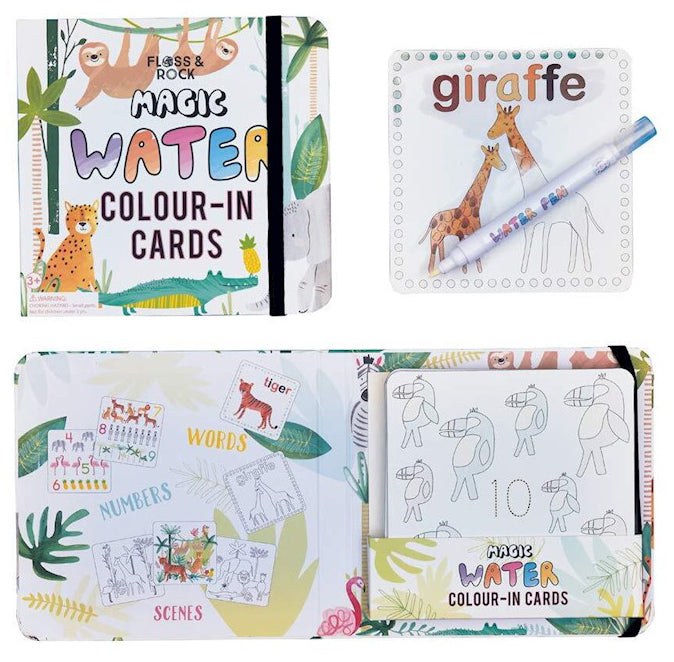 Floss & Rock Magic Water Colour In Cards Jungle - Chalk