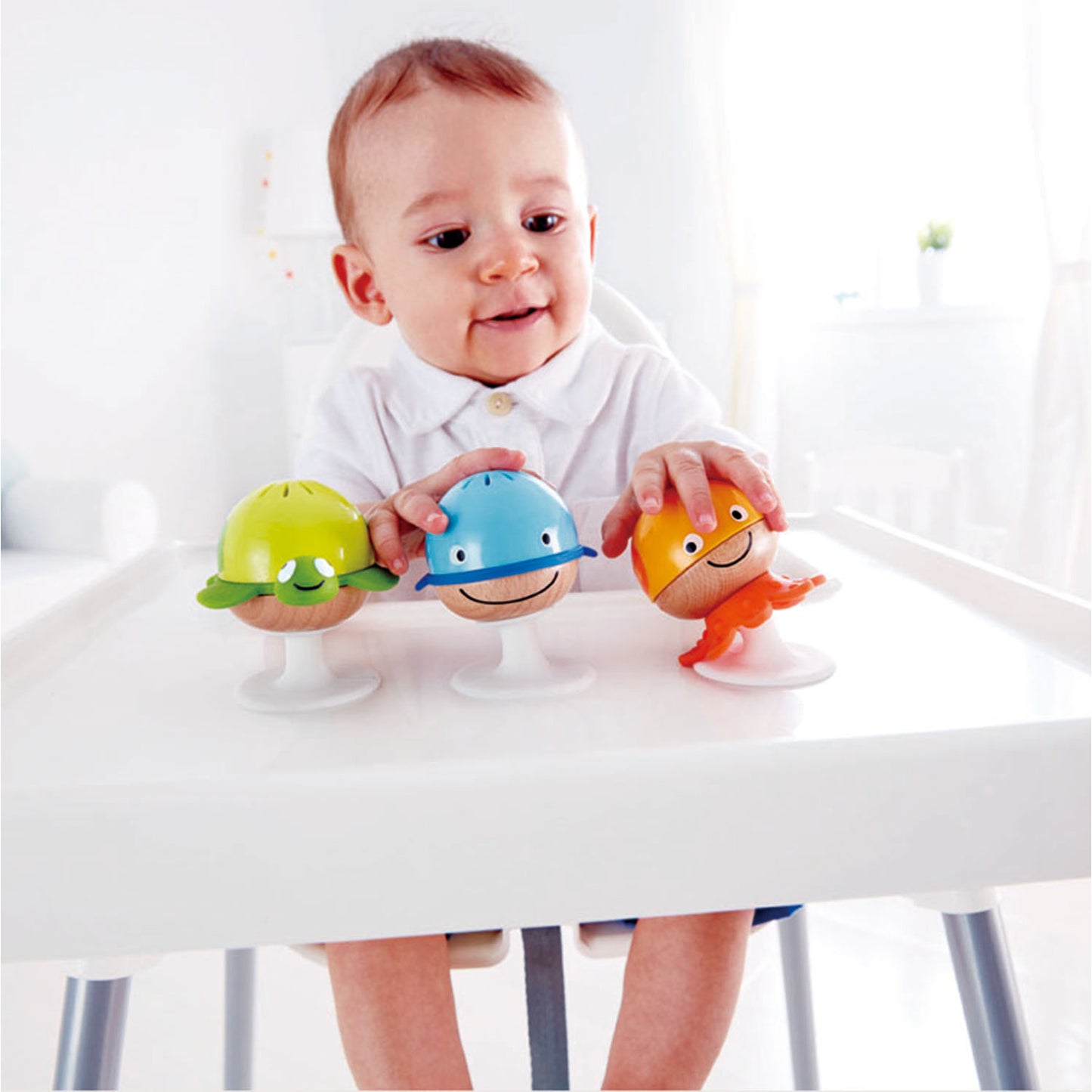 Hape Stay Put Rattle Set - Chalk