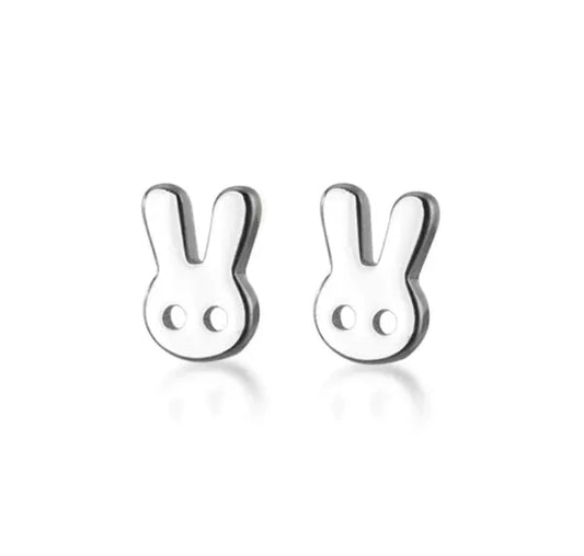 Sister Bows Sterling Silver Earrings Studs Bunny Silver