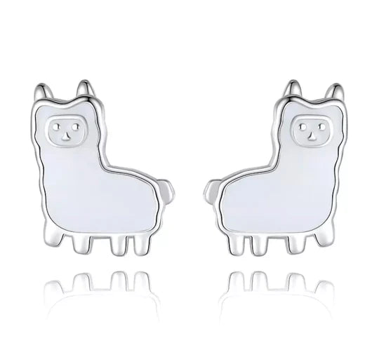 Sister Bows Sterling Silver Earrings Studs Llama