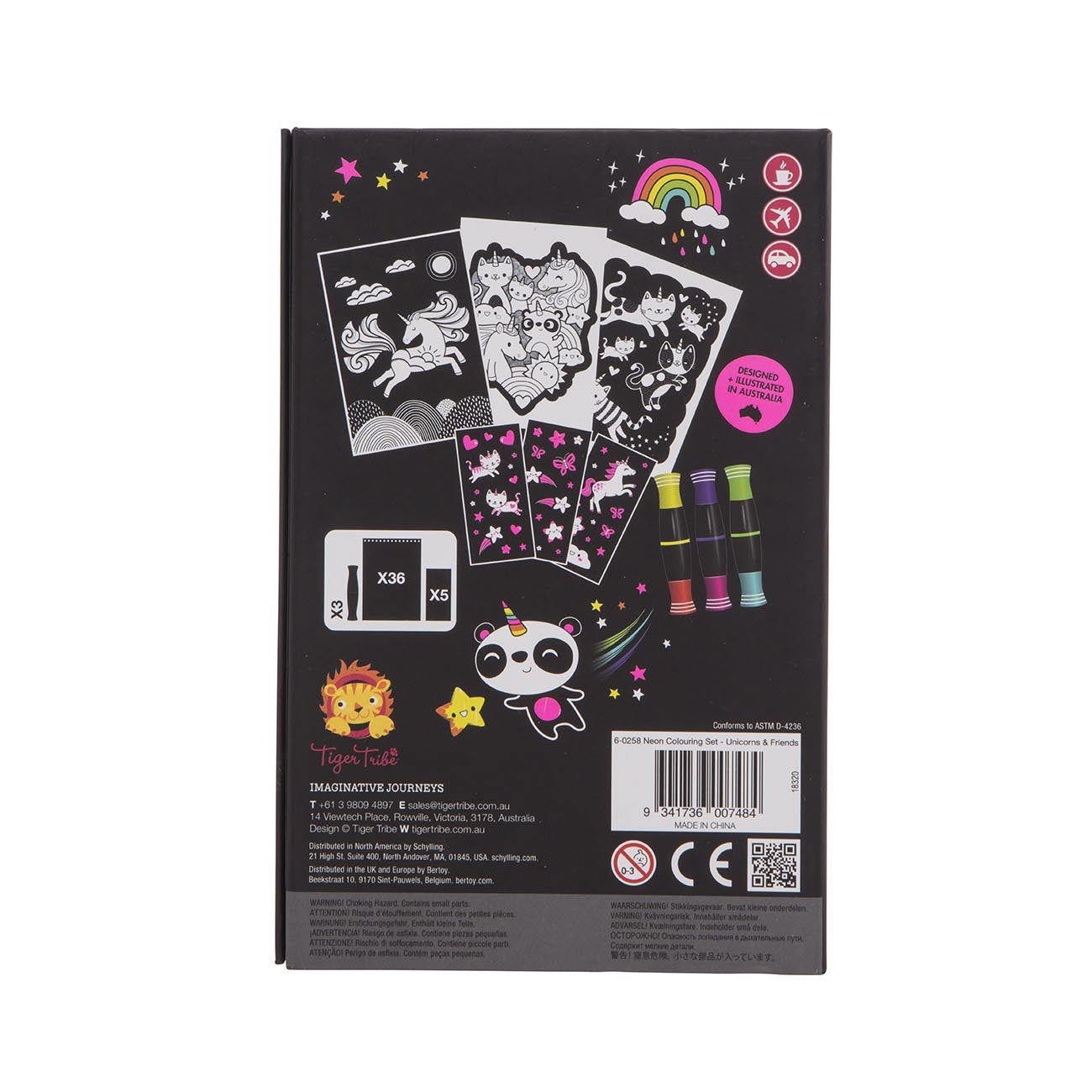 tiger tribe colouring set neon unicorns and friends - Chalk