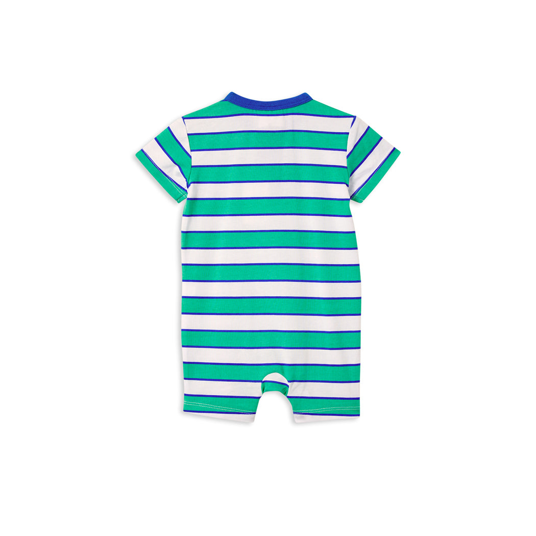 Milky Romper Henley Green Stripe