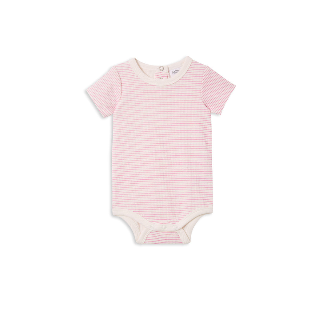 Milky Bubbysuit Pink Stripe Rib