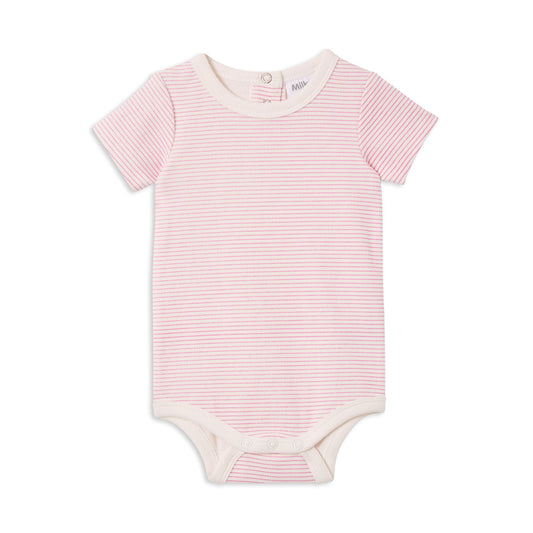 Milky Bubbysuit Pink Stripe Rib