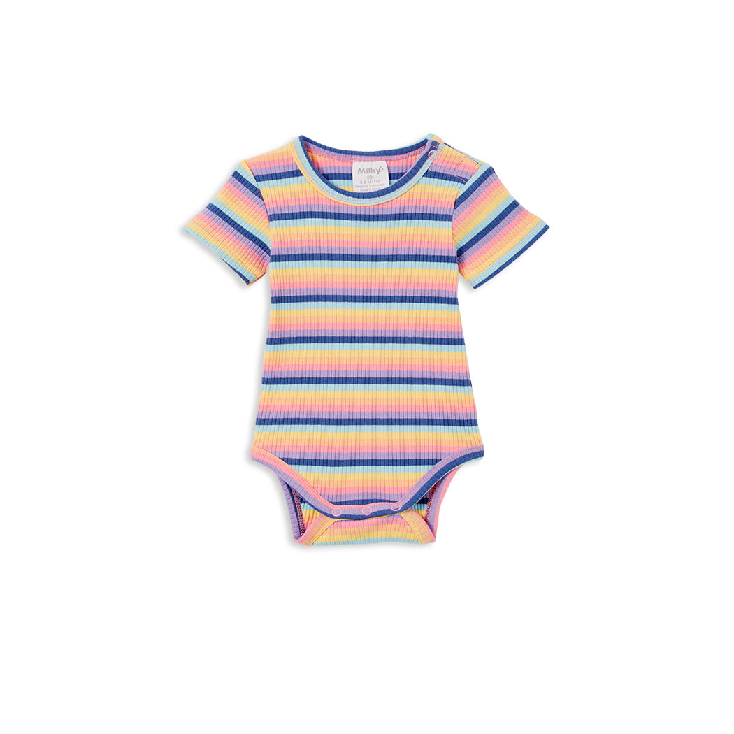 Milky Bubbysuit Multi Stripe Rib