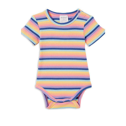 Milky Bubbysuit Multi Stripe Rib