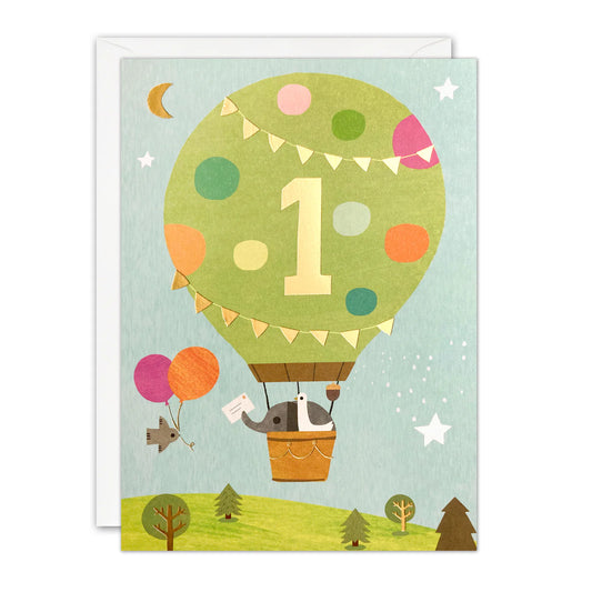 James Ellis Happy Birthday Card Age 1 Balloon