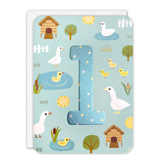 James Ellis Happy Birthday Card Age 1 Ducks