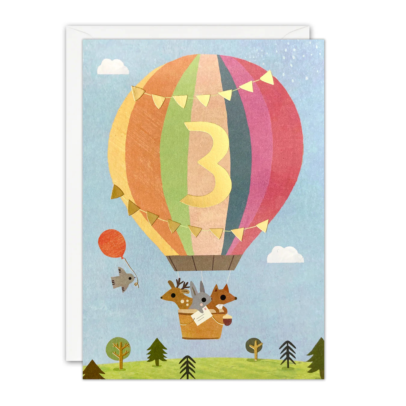 James Ellis Happy Birthday Card Age 3 Balloon