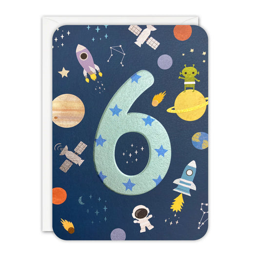 James Ellis Happy Birthday Card Age 6 Space