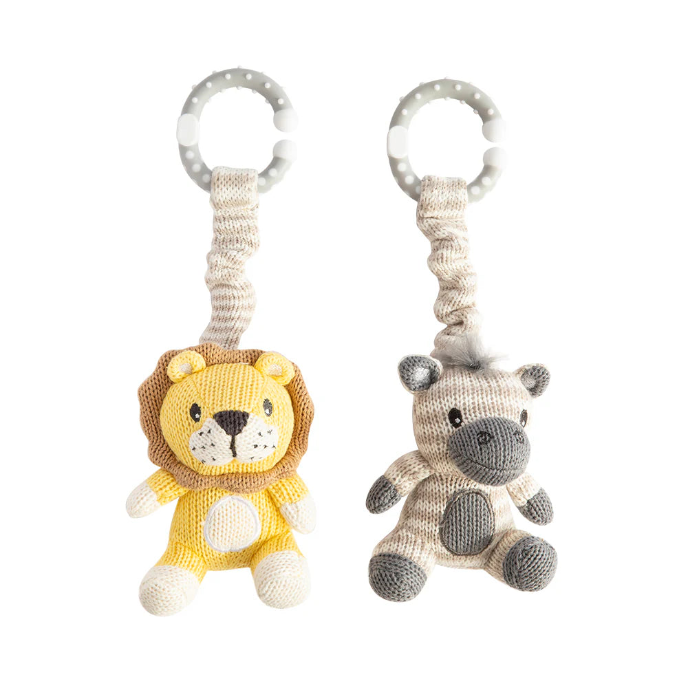 Living Textiles Stroller Toys Zebra & Lion - Chalk
