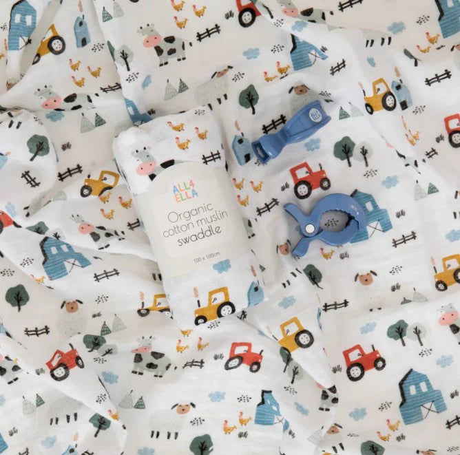 All4Ella Swaddle & Pram Pegs Barnyard