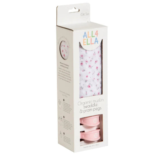  Alla Ella organic swaddle and pram bags packaging on a white background