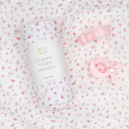 All4Ella Swaddle & Pram Pegs Pink Petals