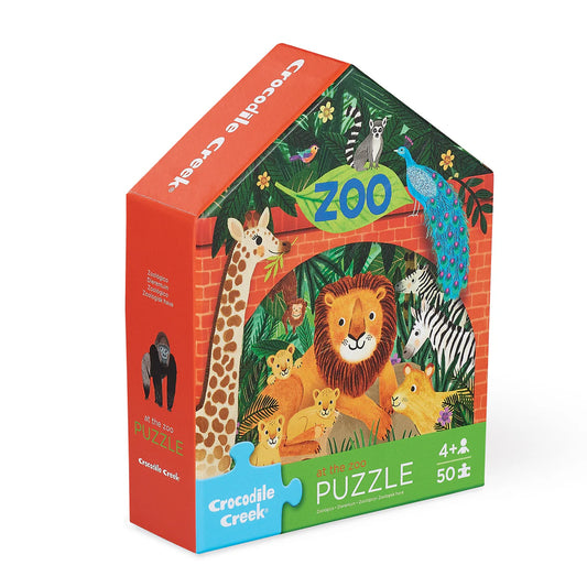 Crocodile Creek Puzzle Flat House 50pc Zoo - Chalk