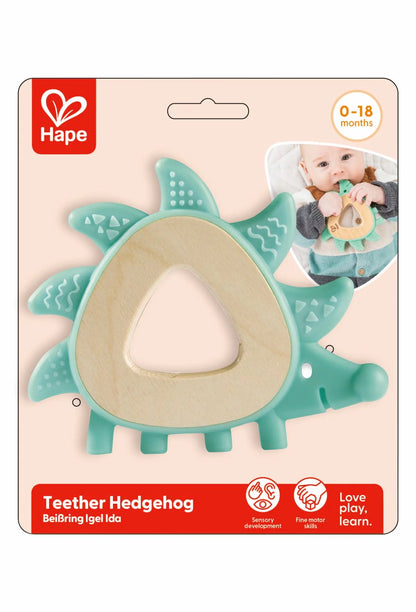 Hape Teether Hedgehog - Chalk