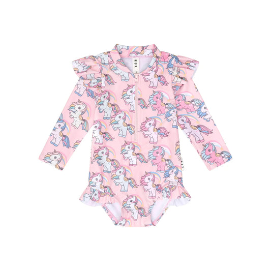 Huxbaby Zip Swimsuit Rainbow Unicorn