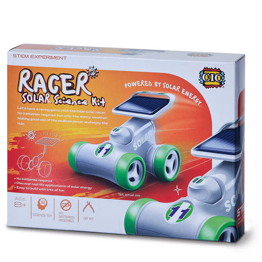 Racer Solar Science Kit packaging with solar car illustration on a white background